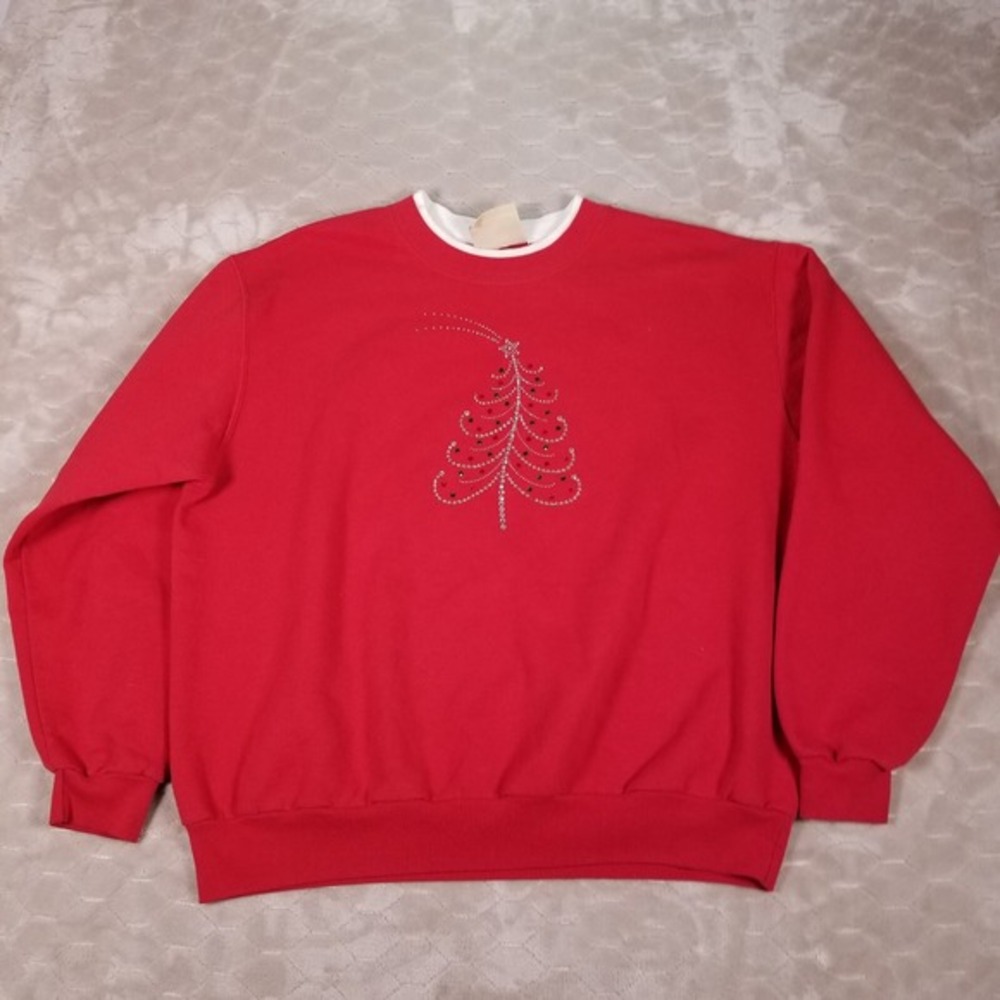 VTG Top Stitch by Morning Sun Sweatshirt Size XL Christmas Tree See Pics